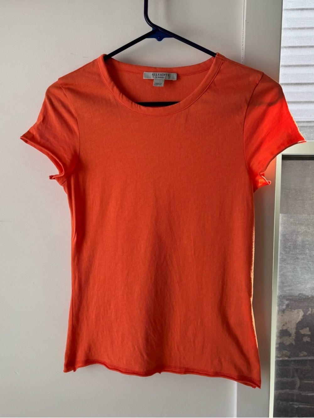 Vibrant All Saints Raw Hem Bela T-Shirt (Tangerine)
